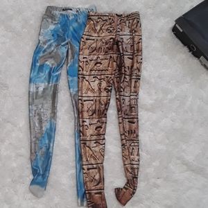 Black Milk Leggings-Halloween WorldMap Hieroglyphs